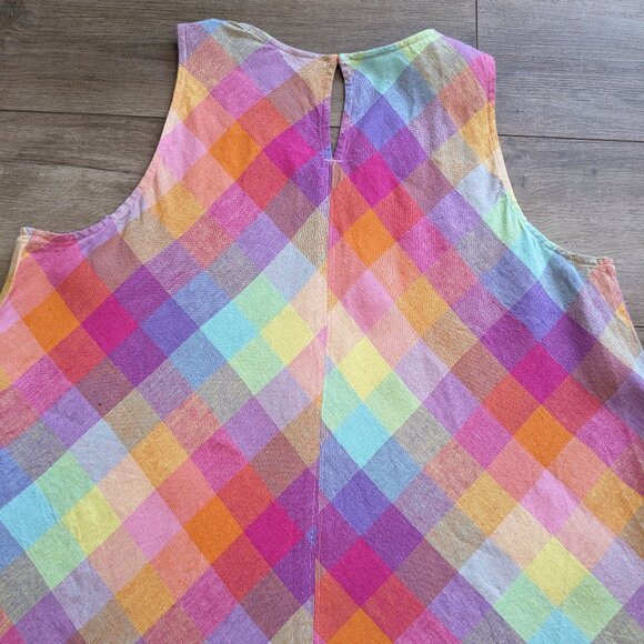 Lands' End Women’s Linen Dress‎ Plaid Multicolor Pocket Relaxed Fit XL Tall - Picture 12 of 13